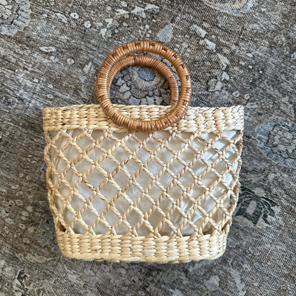 SOLD Woven Rattan Straw Handbag